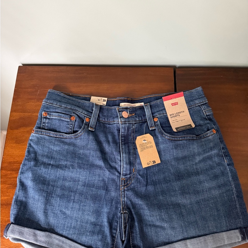 Levi's Classic Blue Denim Mid Rise Jean Shorts
